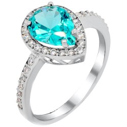 Λευκόχρυσο δαχτυλίδι σταγόνα Κ14 με ζιργκόν